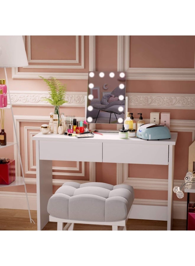 HOME TASTE Hollywood Vanity Mirror with 12 LED Lights – 35×8×48 cm Lighted Makeup Mirror, 3 Color Modes, Touch & Dim Control, Tabletop & Wall Mount, White/Black - Image 5